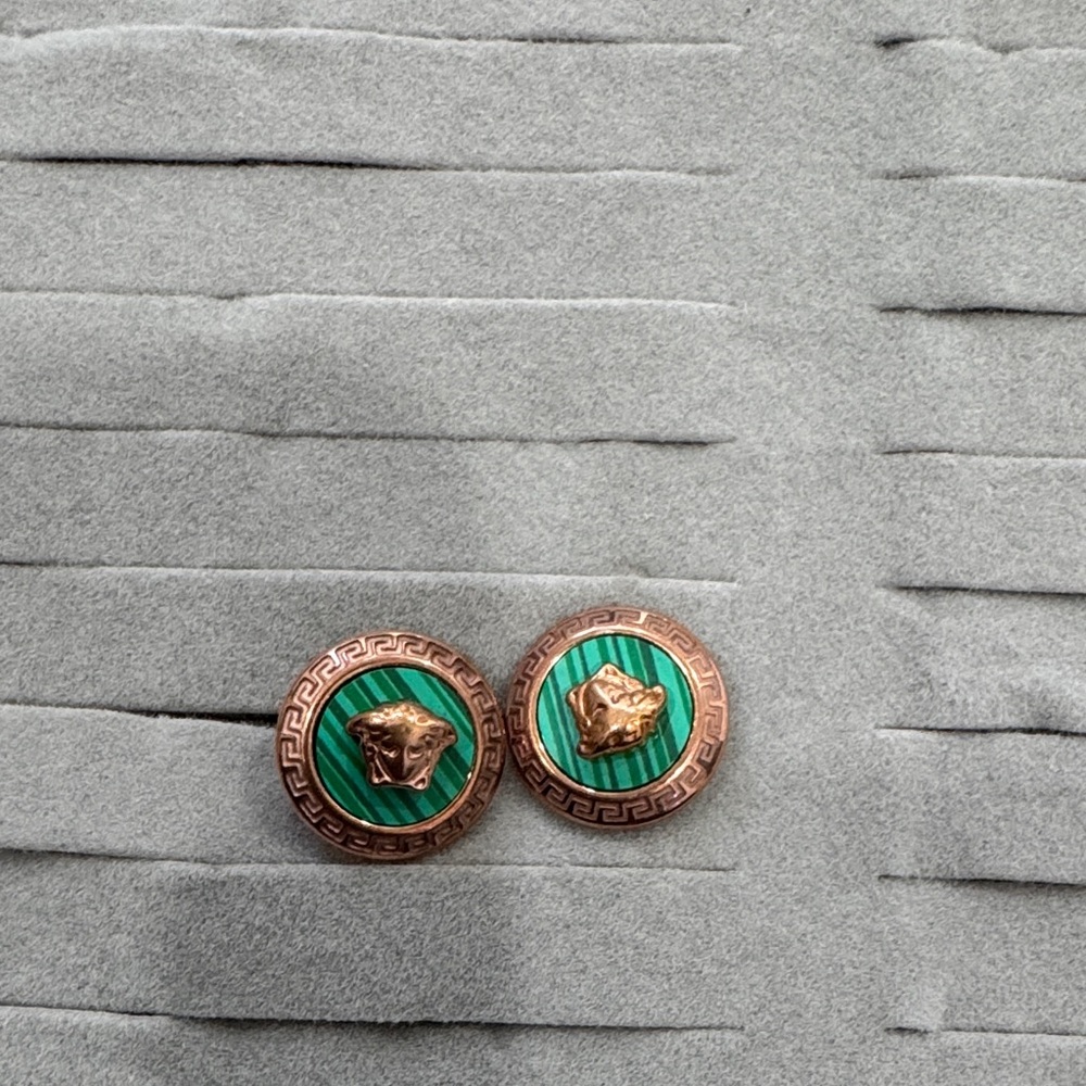 Green and Gold Medallion Earrings